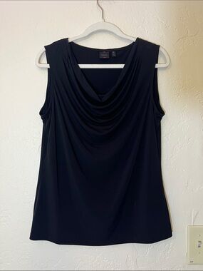 Rafaella Black Draped Neck Sleeveless Cami